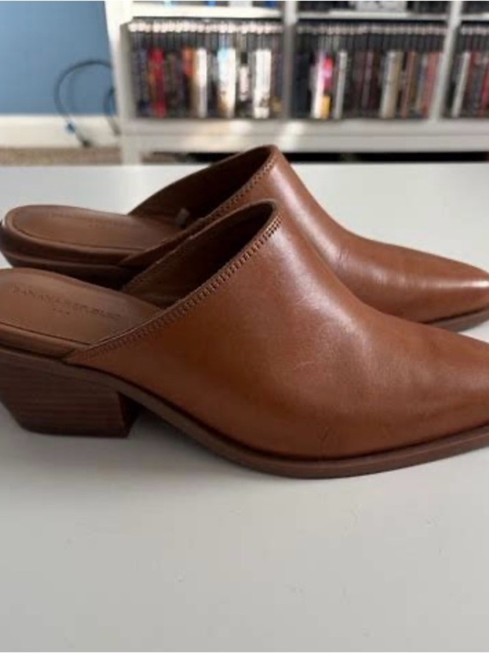 Banana Republic Tan Leather Slip-On Mule Heels